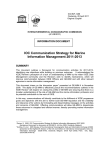 IOC Communication Strategy for Marine Information Management 2011-2013 INFORMATION DOCUMENT SUMMARY
