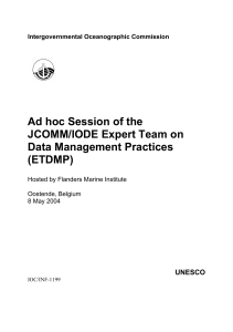 Ad hoc Session of the JCOMM/IODE Expert Team on Data Management Practices (ETDMP)