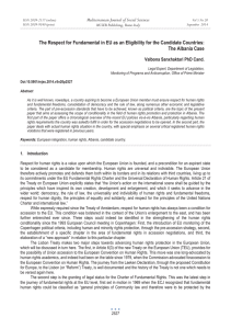 The Respect for Fundamental in EU as an Eligibility for... The Albania Case Mediterranean Journal of Social Sciences Valbona Sanxhaktari PhD Cand.