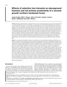 Effects of selective tree harvests on aboveground growth northern hardwood forest