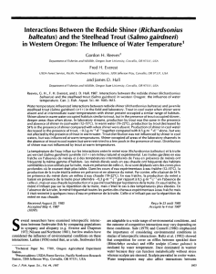 Interactions Between the Redside Shiner (Richardsonius balteatus)