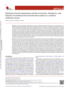 ARTICLE Maximum stream temperature and the occurrence, abundance, and Oncorhynchus mykiss California stream