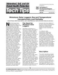 N Miniature Data Loggers Record Temperature Inexpensively and Reliably The Need for