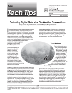 Tech Tips I Fire Evaluating Digital Meters for Fire Weather Observations