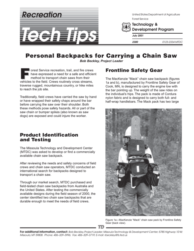 F Recreation Personal Backpacks for Carrying a Chain Saw Frontline Safety Gear
