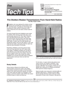 F Fire Fire Shelters Weaken Transmissions From Hand-Held Radios