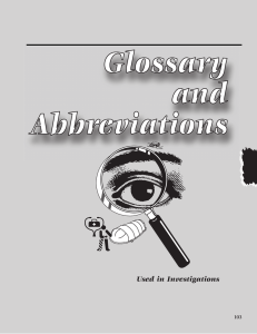 Glossary and Abbreviations Used in Investigations