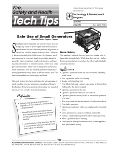 S Fire, Safety and Health Safe Use of Small Generators
