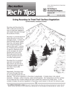 Tech Tips Recreation Using Roundup to Treat Trail Surface Vegetation Technology &amp;