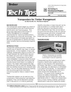 Tech Tips Timber Transponders for Timber Management Technology &amp;