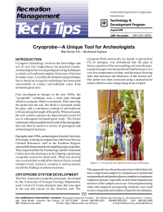 Tech Tips Recreation Management Cryoprobe—A Unique Tool for Archeologists