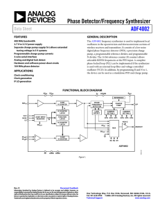 Phase Detector/Frequency Synthesizer ADF4002 Data Sheet FEATURES