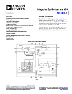 Integrated Synthesizer and VCO ADF4360-1 Data Sheet FEATURES