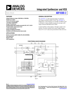 Integrated Synthesizer and VCO ADF4360-3 Data Sheet FEATURES