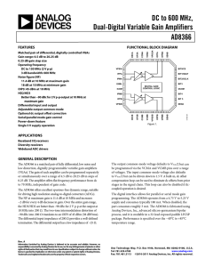 DC to 600 MHz, Dual-Digital Variable Gain Amplifiers AD8366