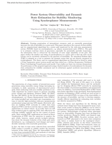 Power System Observability and Dynamic State Estimation for Stability Monitoring