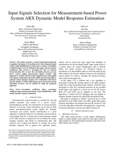 Input Signals Selection for Measurement-based Power Feifei Bai Yilu Liu