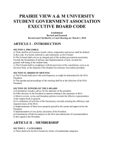PRAIRIE VIEW A &amp; M UNIVERSITY STUDENT GOVERNMENT ASSOCIATION EXECUTIVE BOARD CODE
