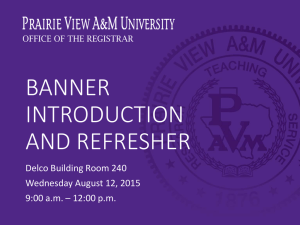 BANNER INTRODUCTION AND REFRESHER Delco Building Room 240
