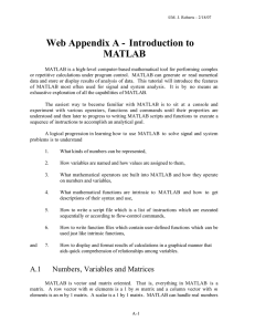 Web Appendix A -  Introduction to MATLAB