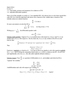 Math 2250-4 Fri Jan 13 1.4:  separable differential equations.