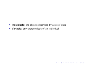 Individuals: the objects described by a set of data I