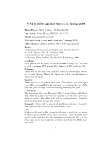 MATH 3070: Applied Statistics, Spring 2009
