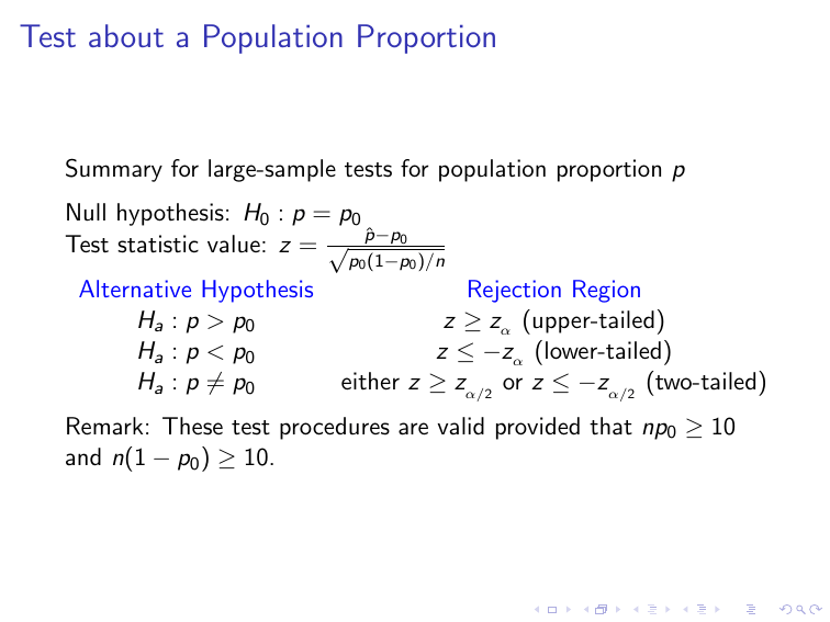 7.1.3 hypothesis test for a population proportion