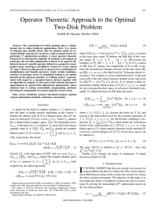 Operator Theoretic Approach to the Optimal Two-Disk Problem , Member, IEEE (3)