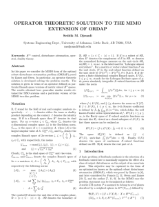 OPERATOR THEORETIC SOLUTION TO THE MIMO EXTENSION OF ORDAP