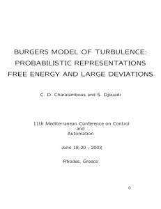 BURGERS MODEL OF TURBULENCE: PROBABILISTIC REPRESENTATIONS FREE ENERGY AND LARGE DEVIATIONS