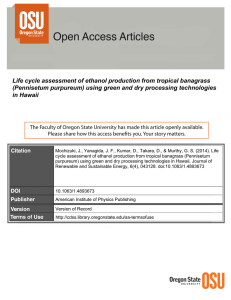 Life cycle assessment of ethanol production from tropical banagrass