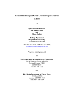 Status of the European Green Crab in Oregon Estuaries in 2004