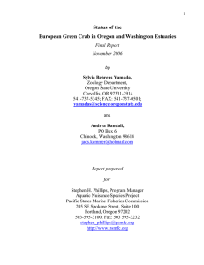 Status of the European Green Crab in Oregon and Washington Estuaries