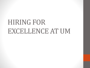 HIRING FOR EXCELLENCE AT UM