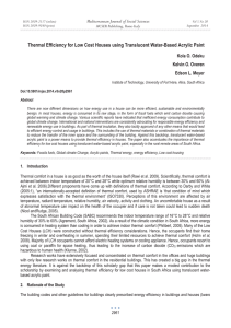 Thermal Efficiency for Low Cost Houses using Translucent Water-Based Acrylic... Mediterranean Journal of Social Sciences Kola O. Odeku