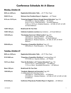 Conference Schedule At A Glance Monday, October 26  UC 3