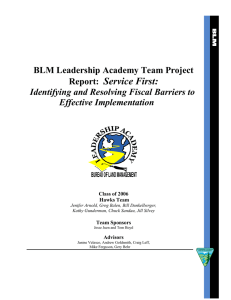 Service First:  BLM Leadership Academy Team Project Report: