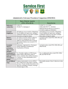 Administrative Grievance Procedures Comparison (10/04/2012) Dept. of Interior Agencies Forest Service