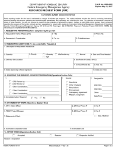 RESOURCE REQUEST FORM  (RRF) Federal Emergency Management Agency O.M.B. No. 1660-0002
