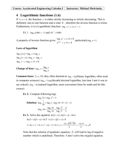 4  Logarithmic functions (1.6)