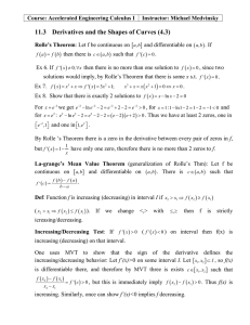 [ ] 11.3  Derivatives and the Shapes of Curves (4.3)