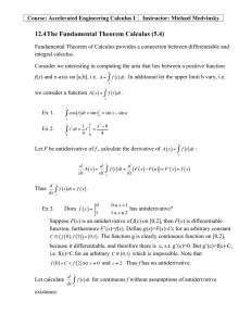 12.4 The Fundamental Theorem Calculus (5.4)
