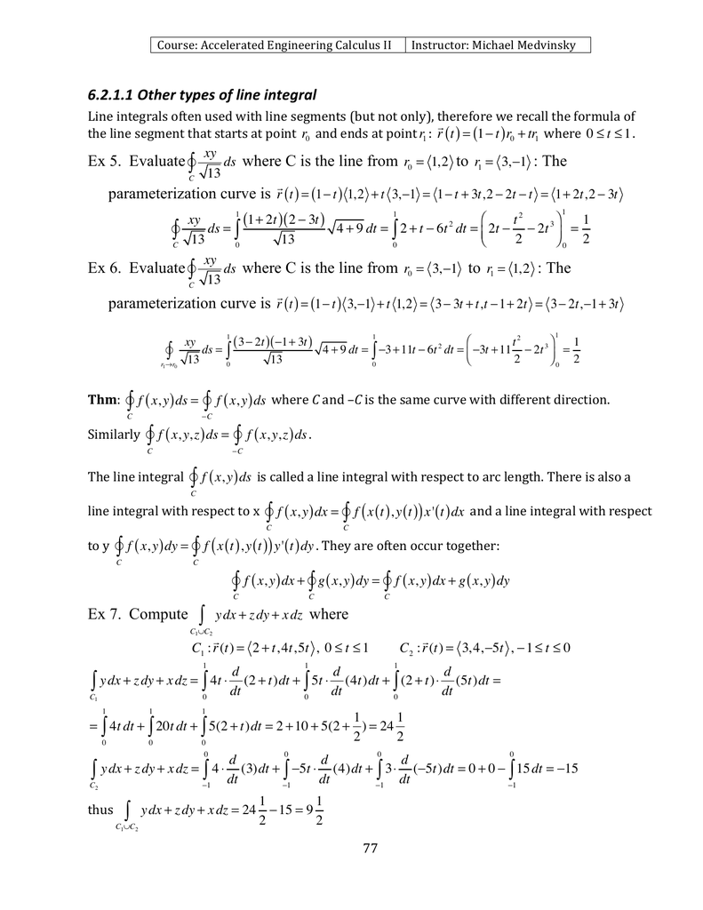 6 2 1 1 Other Types Of Line Integral