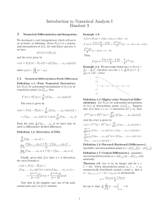 Introduction to Numerical Analysis I Handout 9 1