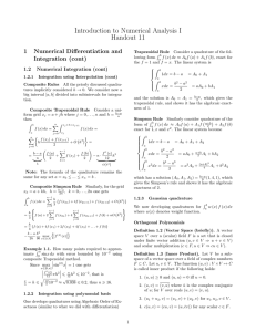 Introduction to Numerical Analysis I Handout 11 1 Numerical Differentiation and