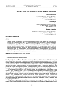 The Role of Export Diversification on Economic Growth in South... Mediterranean Journal of Social Sciences Caroline Mudenda MCSER Publishing, Rome-Italy