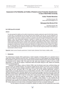 Assessment of the Reliability and Validity of Student-Lecturer Evaluation Questionnaire: