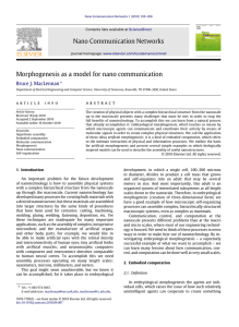 Nano Communication Networks Morphogenesis as a model for nano communication ∗