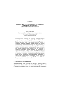 CHAPTER 1 BODIES — BOTH INFORMED AND TRANSFORMED EMBODIED COMPUTATION AND INFORMATION PROCESSING